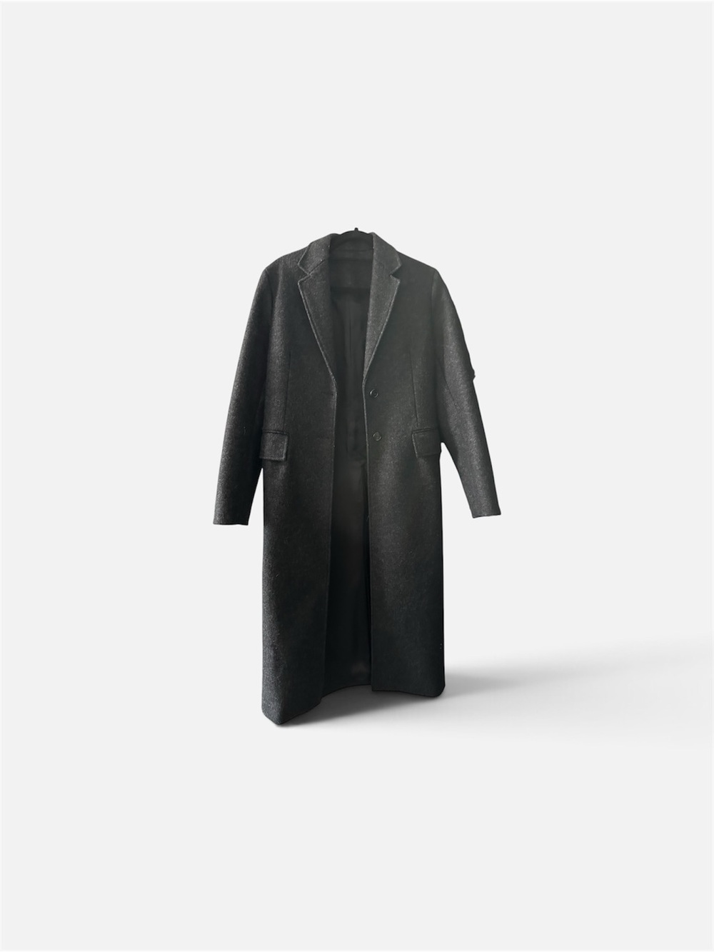 Zara Long Black Wool-Blend Trench Coat